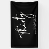 ブラック&ホワイト30th誕生日パーティーウェルカムバナー 横断幕 (縦)