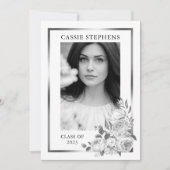 ブラック |ホワイト4フォトコラージュ金ゴールドフレームの卒業 案内状 (正面)