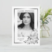 ブラック |ホワイト4フォトコラージュ金ゴールドフレームの卒業 案内状 (スタンド正面)