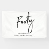 ブラック&ホワイト40th誕生日パーティーウェルカムバナー 横断幕 (横)