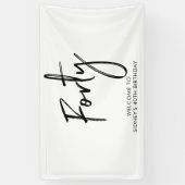 ブラック&ホワイト40th誕生日パーティーウェルカムバナー 横断幕 (縦)