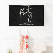 ブラック&ホワイト40th誕生日パーティーウェルカムバナー 横断幕 (インサイチュ)