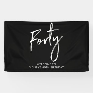 ブラック&ホワイト40th誕生日パーティーウェルカムバナー 横断幕