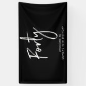 ブラック&ホワイト40th誕生日パーティーウェルカムバナー 横断幕 (縦)