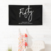 ブラック&ホワイト50thバースデーパーティー歓迎バナー 横断幕 (インサイチュ)