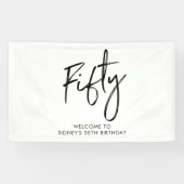ブラック&ホワイト50thバースデーパーティー歓迎バナー 横断幕 (横)