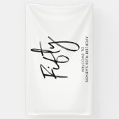 ブラック&ホワイト50thバースデーパーティー歓迎バナー 横断幕 (縦)