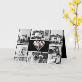 ブラック＆ホワイト7枚写真コラージュ カード (黄色い花)