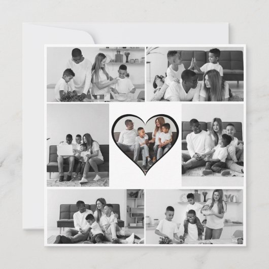 ブラック&ホワイト7枚写真コラージュ カード (正面)