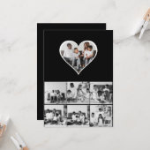 ブラック＆ホワイト7枚写真コラージュ カード (正面/裏面インサイチュ)
