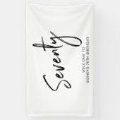 ブラック&ホワイト70thバースデーパーティー歓迎バナー 横断幕 (縦)