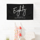 ブラック&ホワイト80th Birthday Partyウェルカムバナー 横断幕 (インサイチュ)