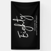 ブラック&ホワイト80th Birthday Partyウェルカムバナー 横断幕 (縦)