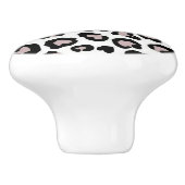 ブラック、ホワイト、およびピンクヒョウのプリントセラミックノブ セラミックノブ (側面)