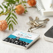 ブラック、ホワイト、アクアスノーフレークありがとうございますおキーチェーン キーホルダー (側面)