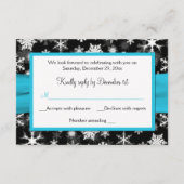 ブラック, ホワイト, アクア スノーフレーク ウェディング レスポンス カード (裏面)