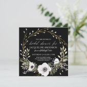 ブラック ホワイト アネモネ ユーカリ グリーンブライダルティー 招待状 (スタンド正面)