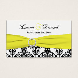 ブラック、ホワイト、イエローダマスクウェディングメッセージカード