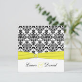 ブラック、ホワイト、イエローダマスクウェディング招待状 招待状 (スタンド正面)