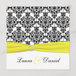 ブラック、ホワイト、イエローダマスクウェディング招待状 招待状