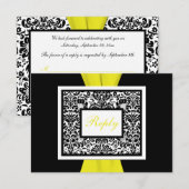 ブラック, ホワイト, イエロー ダマスクプリント リボン RSVP (正面/裏面)