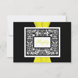 ブラック, ホワイト, イエロー ダマスクプリント リボン RSVP