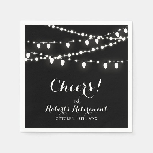 ブラック&ホワイト |エレガント除クラシック職パーティー スタンダードカクテルナプキン (正面)