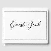 ブラック ホワイト エレガント カリグラフィー スクリプト ゲストブック (正面)