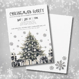 ブラック ホワイト エレガント クリスマスパーティーの招待状 招待状