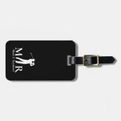 ブラック＆ホワイト エレガント ゴルファー ラゲッジタグ (正面横)
