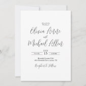 ブラック＆ホワイト エレガント スクリプト ウェディング 招待状 (正面)