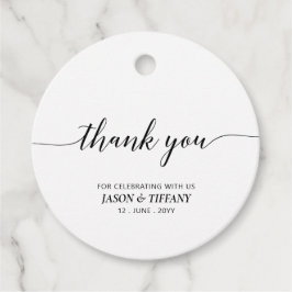 ブラック＆ホワイト エレガント スクリプト パーティー サンクス フェイバータグ