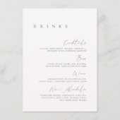 ブラック＆ホワイト エレガント ミニマル ウェディング ドリンク メニュー (正面)