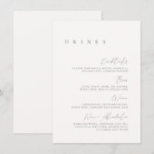 ブラック＆ホワイト エレガント ミニマル ウェディング ドリンク メニュー (正面/裏面)