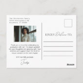 ブラック ホワイト エレガント モダン 卒業 ありがとうございます ポストカード (裏面)