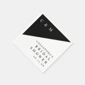 ブラック&ホワイト エレガント モノグラム ブライダルシャワー スタンダードカクテルナプキン (角)