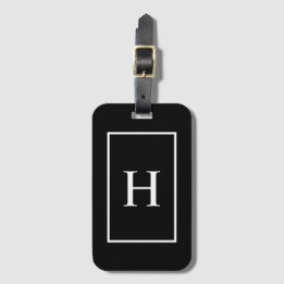 ブラック＆ホワイト エレガント モノグラム  luggage Tag ラゲッジタグ