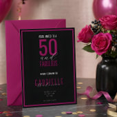 ブラック ホワイト エレガント 50歳の誕生日おめでとう 招待状