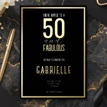 ブラック ホワイト エレガント 50歳の誕生日おめでとう