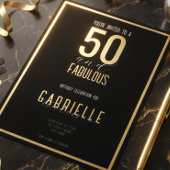ブラック ホワイト エレガント 50歳の誕生日おめでとう 箔招待状
