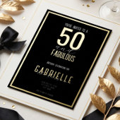 ブラック ホワイト エレガント 50歳の誕生日おめでとう 箔招待状