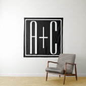 ブラック＆ホワイト | カップルのイニシャル タペストリー (インサイチュ)