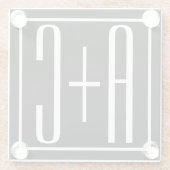 ブラック&ホワイト |カップルイニシャル ガラスコースター (裏面)