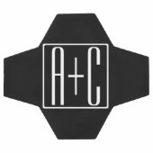 ブラック&ホワイト |カップルイニシャル サッカーボール (フラット)