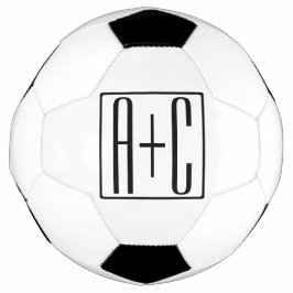 ブラック&ホワイト |カップルイニシャル サッカーボール