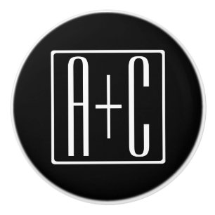 ブラック&ホワイト  カップルイニシャル セラミックノブ