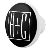 ブラック&ホワイト |カップルイニシャル セラミックノブ (右)