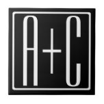 ブラック&ホワイト |カップルイニシャル タイル<br><div class="desc">デュアルモノグラムやロゴにも最適。ご購入ありがとうございます！</div>