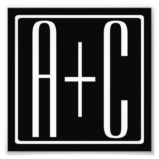 ブラック&ホワイト |カップルイニシャル フォトプリント            (正面)