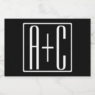 ブラック&ホワイト  カップルイニシャル フードラベル